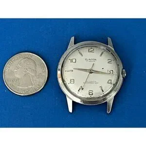 Clinton | Accessories | Vintage 96s Clinton 17 Jewels Date Silver Tone ...